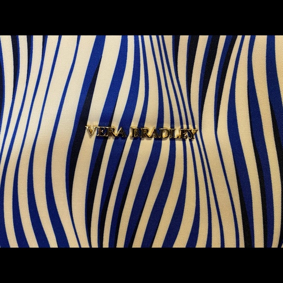 NWT VERA BRADLEY ELLA TOTE -STREETERVILLE BLUE WHITE WAVY LARGE STRIPED BAG/TOTE - Picture 1 of 9